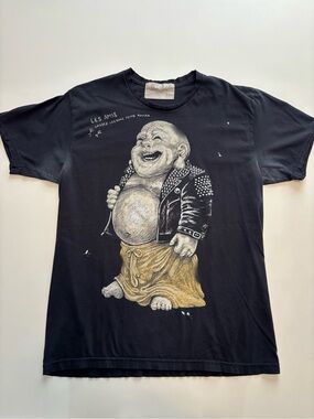 Vintage Dom Rebel funny Buddha Y2K style faded tee ( pit stains )